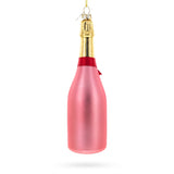 Rose Sparling Wine Bottle Glass Christmas Ornament
