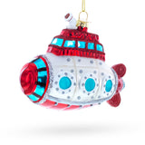 Retro Deep Sea Submarine Glass Christmas Ornament