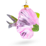 Hummingbird with Pink Hibiscus Glass Christmas Ornament