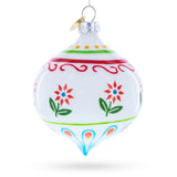 Floral Finial Drop Glass Christmas Ornament