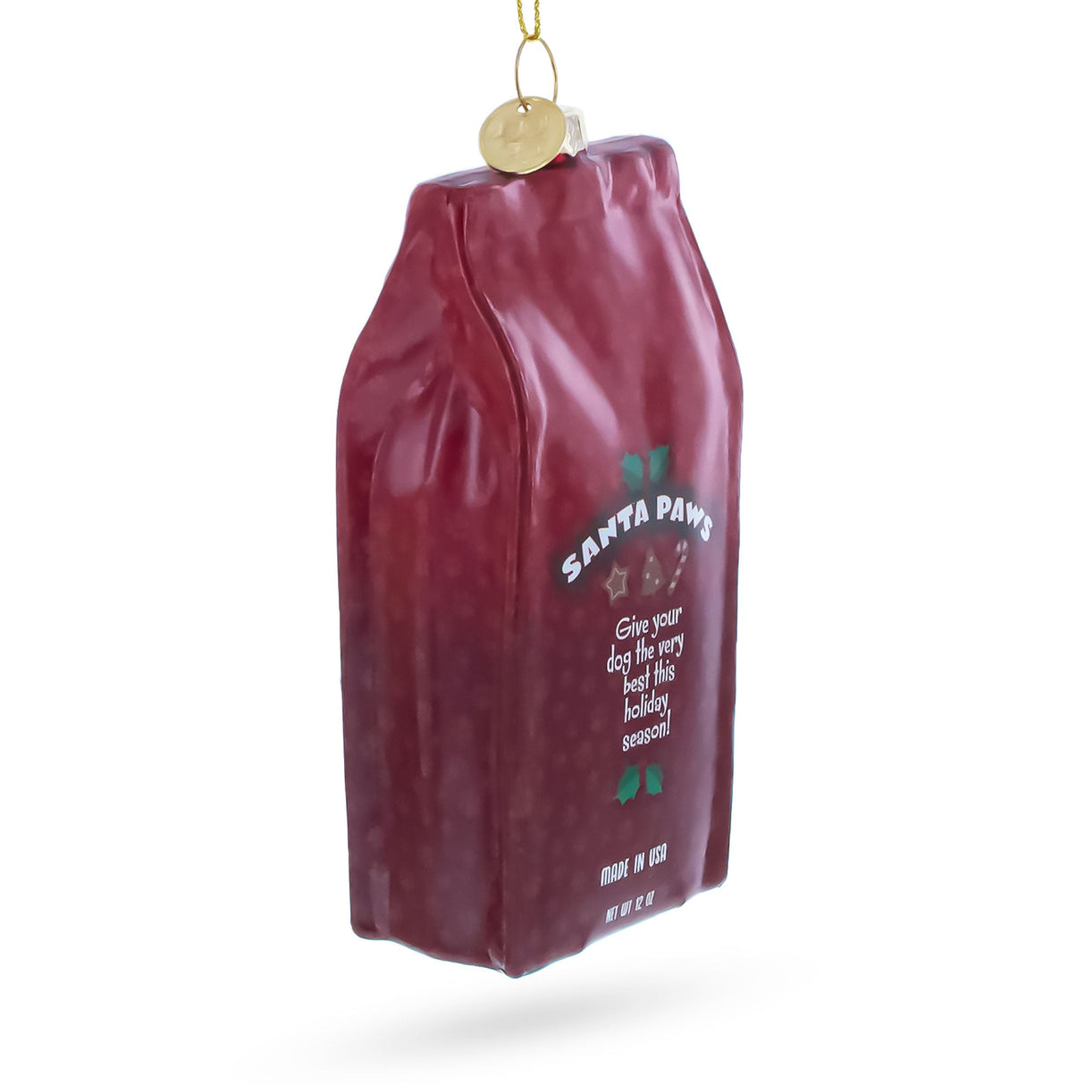 Santa's Dog Treat Pack Glass Christmas Ornament
