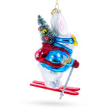 Skiing Bunny Rabbit Wearing Goggles Glass Christmas Ornament