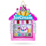 Ice Cream Shop with Polar Bear Glass Christmas Ornament