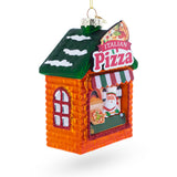 Italian Pizzeria with Santa Glass Christmas Ornament