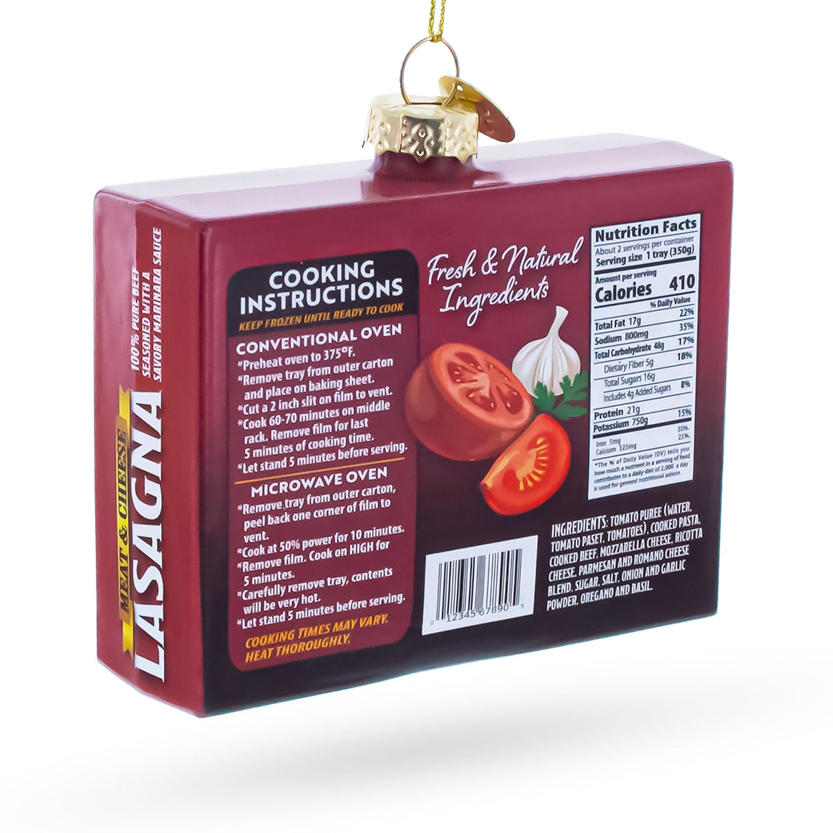 Lasagna Box Glass Christmas Ornament