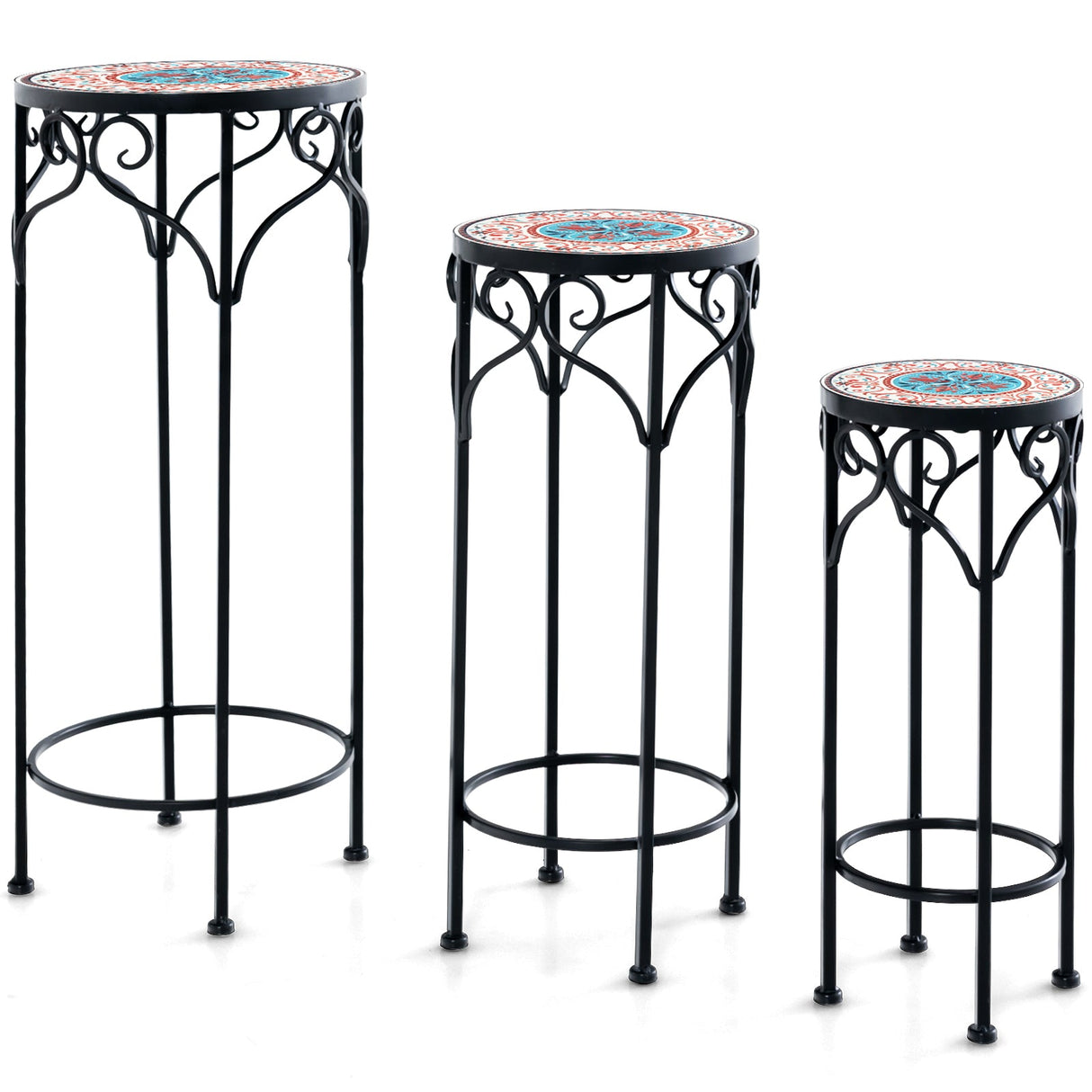 Soporte decorativo para flores con tapa de cerámica para patio