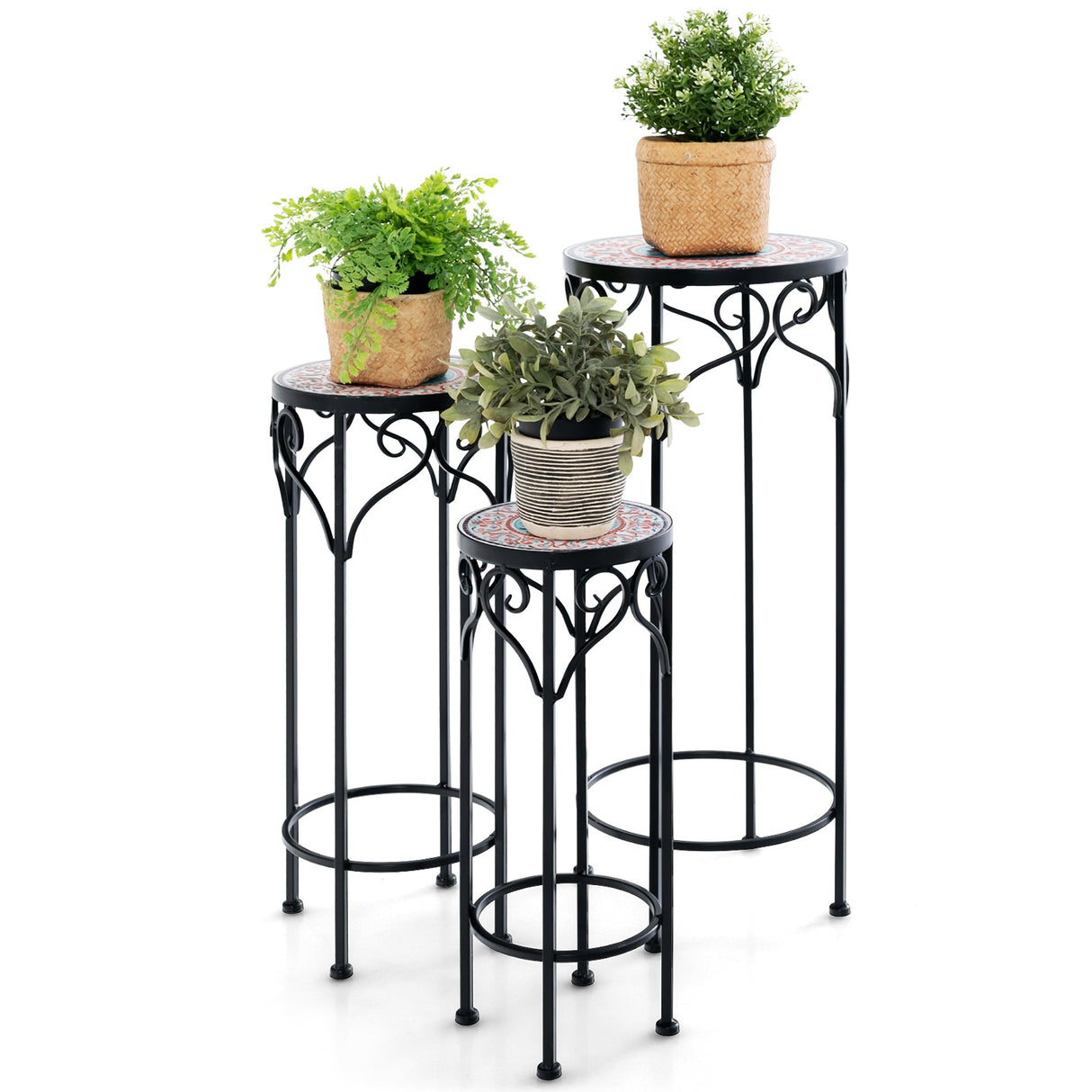 Soporte decorativo para flores con tapa de cerámica para patio