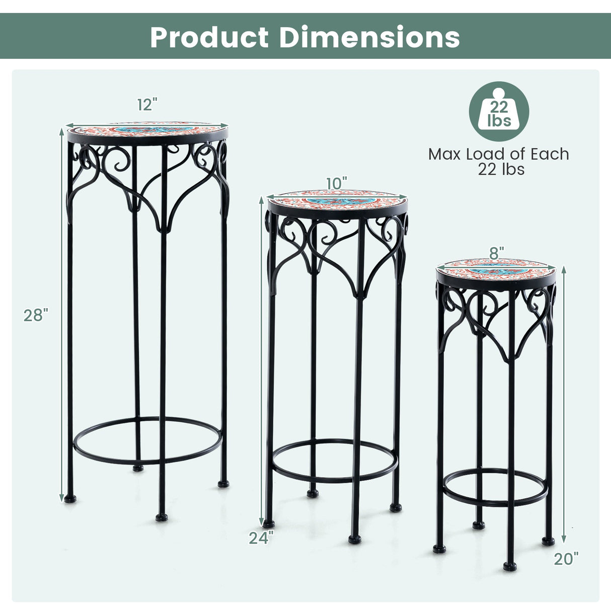 Soporte decorativo para flores con tapa de cerámica para patio