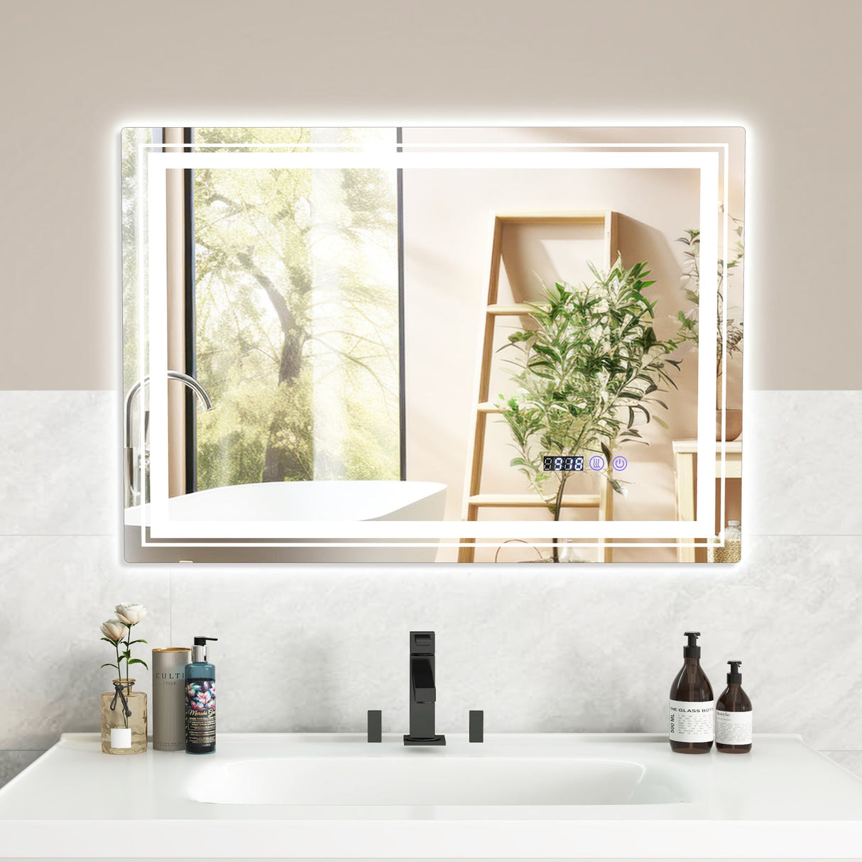 Espejo de baño LED antivaho con función de memoria y antivaho