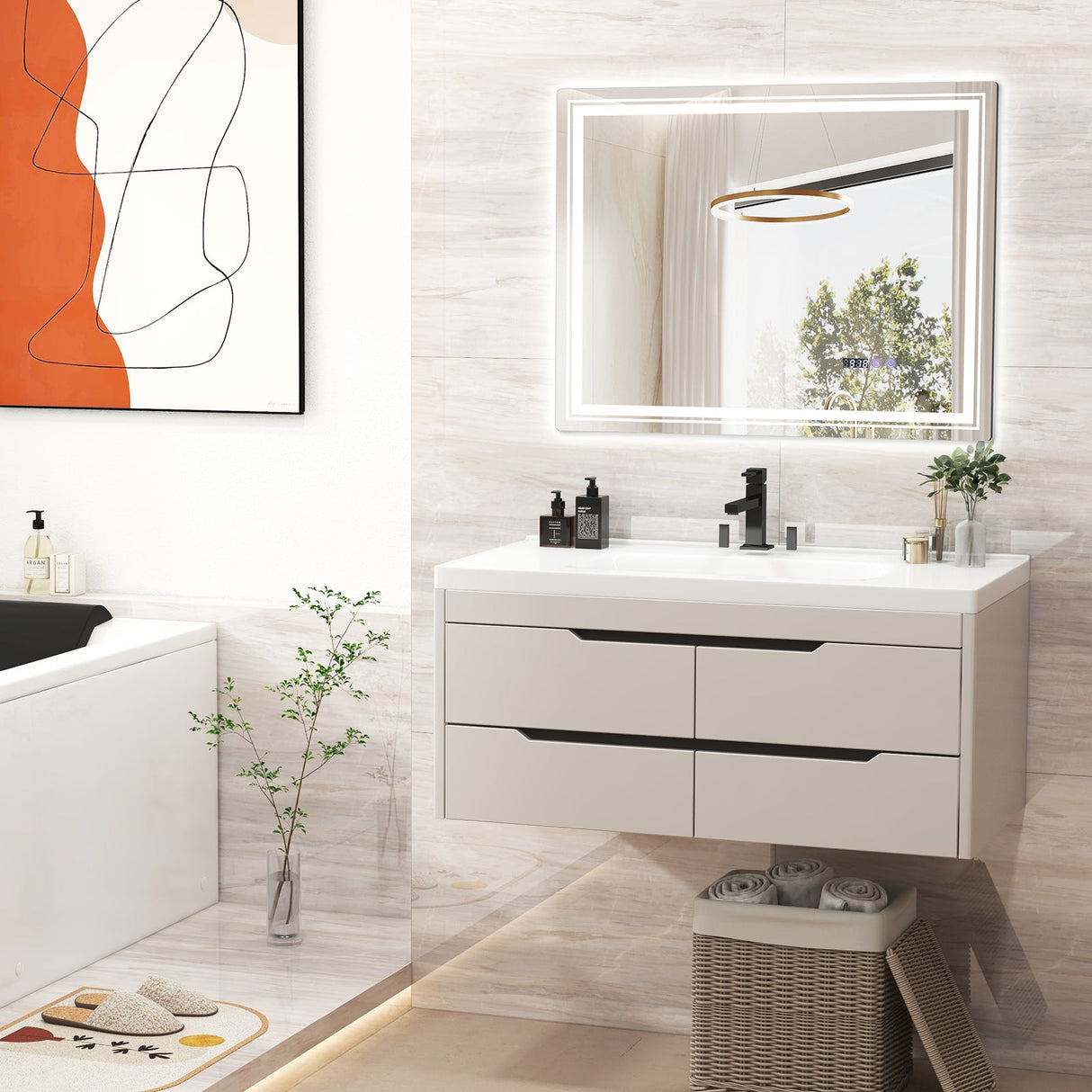 Espejo de baño LED antivaho con función de memoria y antivaho