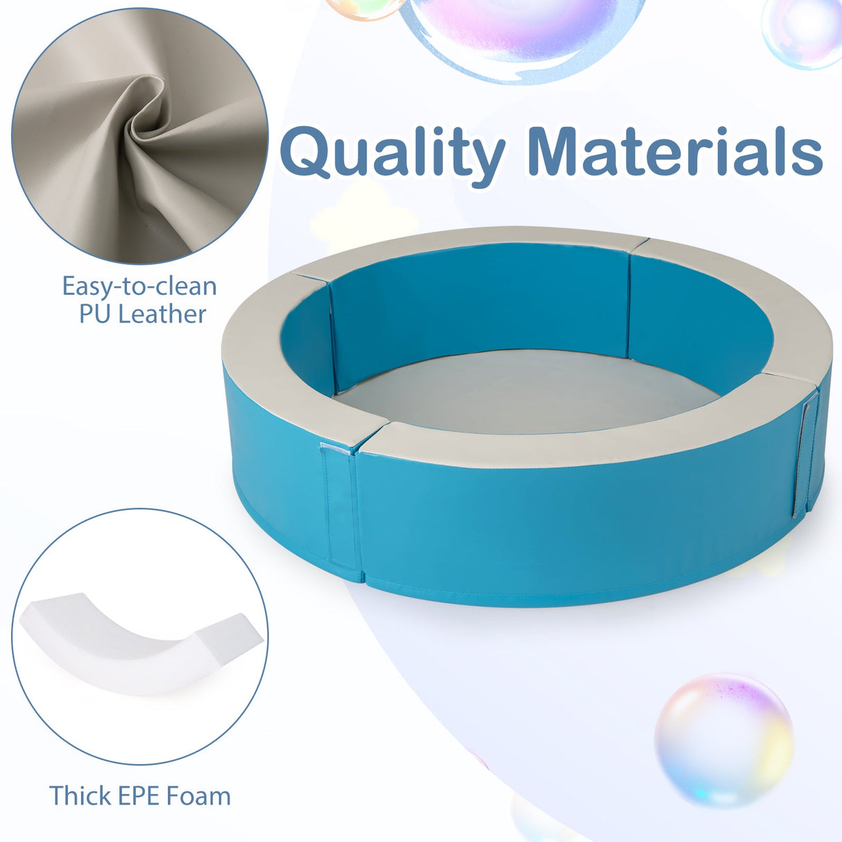 Piscina de bolas de espuma desmontable con 50 bolas oceánicas de colores