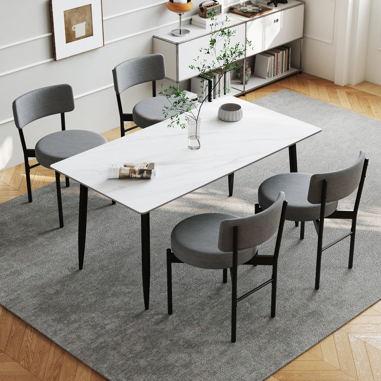 Juego de 2 sillas de comedor con respaldo curvo y asiento acolchado