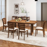 Juego de 2 sillas de comedor con respaldo alto de listones y patas de madera de caucho - Marrón