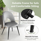 Dining Chair Set of 2 with Metal Base and Adjustable Pads