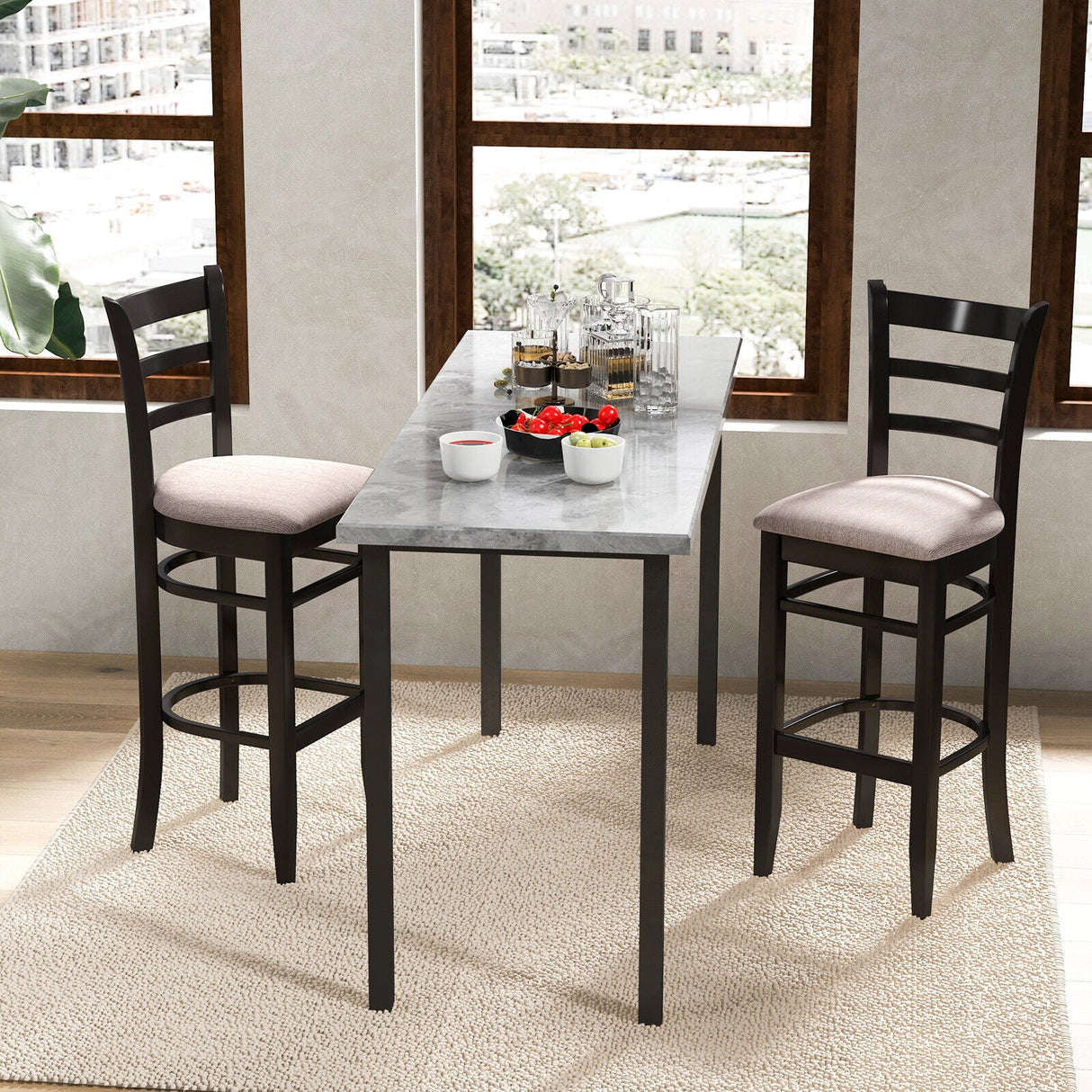 Taburetes de bar con respaldo ergonómico, cómodo reposapiés y asiento acolchado suave