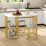 Mesa de comedor rectangular para 2 personas con estante de almacenamiento de 2 niveles para comedor de espacios pequeños - Blanca