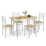 Juego de comedor de 5 piezas de madera y metal con 4 sillas