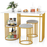 Mesa de comedor rectangular para 2 personas con estante de almacenamiento de 2 niveles para comedor de espacios pequeños - Blanca