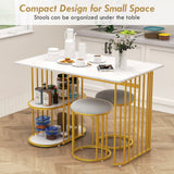 Mesa de comedor rectangular para 2 personas con estante de almacenamiento de 2 niveles para comedor de espacios pequeños - Blanca