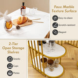 Mesa de comedor rectangular para 2 personas con estante de almacenamiento de 2 niveles para comedor de espacios pequeños - Blanca