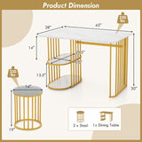 Mesa de comedor rectangular para 2 personas con estante de almacenamiento de 2 niveles para comedor de espacios pequeños - Blanca