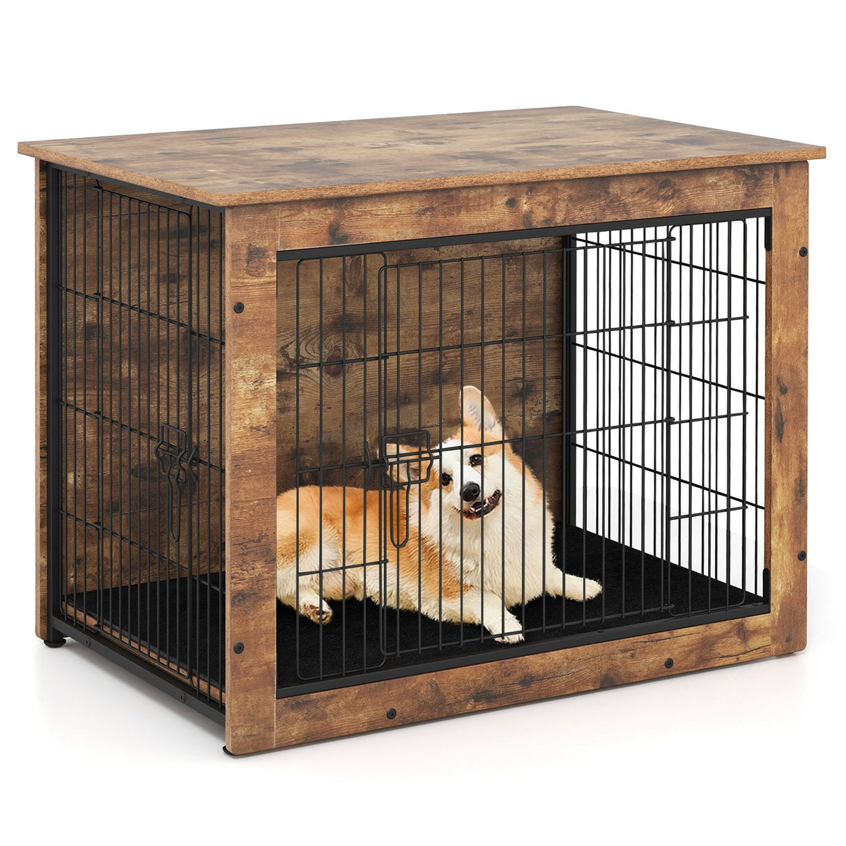 Mueble Jaula para Perros con Cojín y Doble Puerta para Perros Pequeños/Medianos