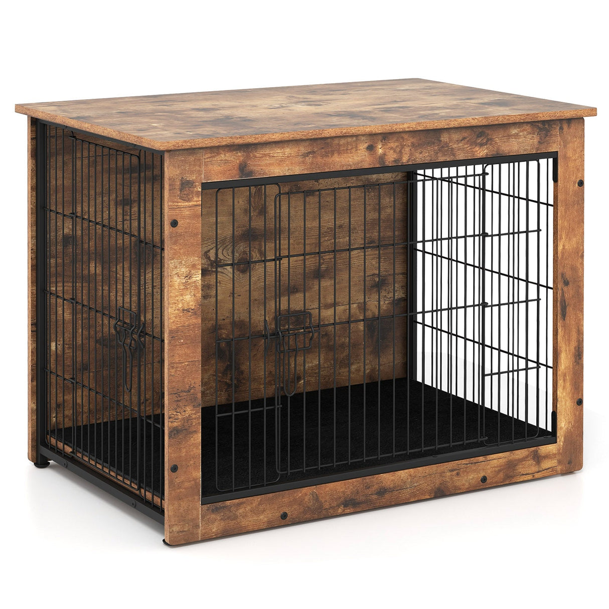 Mueble Jaula para Perros con Cojín y Doble Puerta para Perros Pequeños/Medianos