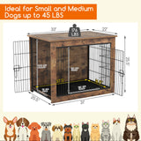 Mueble Jaula para Perros con Cojín y Doble Puerta para Perros Pequeños/Medianos