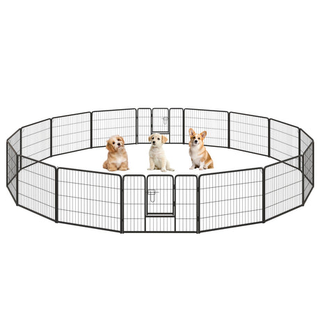 Parque para perros de 16 paneles de 24/32/40 pulgadas de alto con cerradura y puerta grande