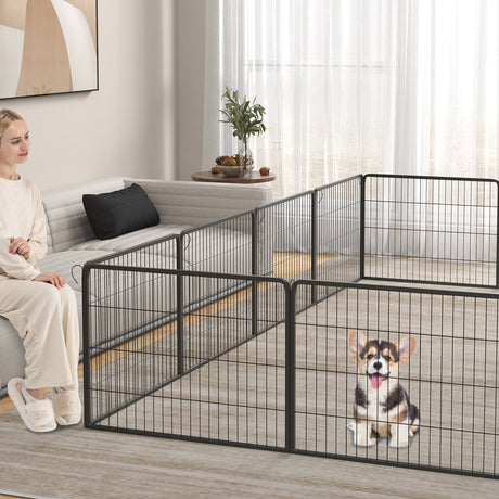 Parque para perros de 16 paneles de 24/32/40 pulgadas de alto con cerradura y puerta grande