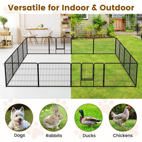 Parque para perros de 16 paneles de 24/32/40 pulgadas de alto con cerradura y puerta grande
