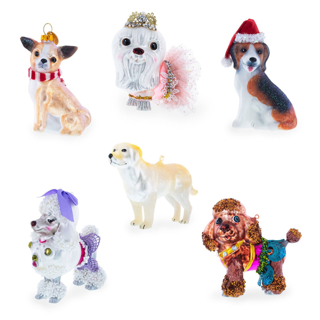 Super Pup in Blue Cape Glass Christmas Ornament