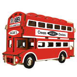 London Double Decker Bus Wooden Model Kit 94 Piece Display