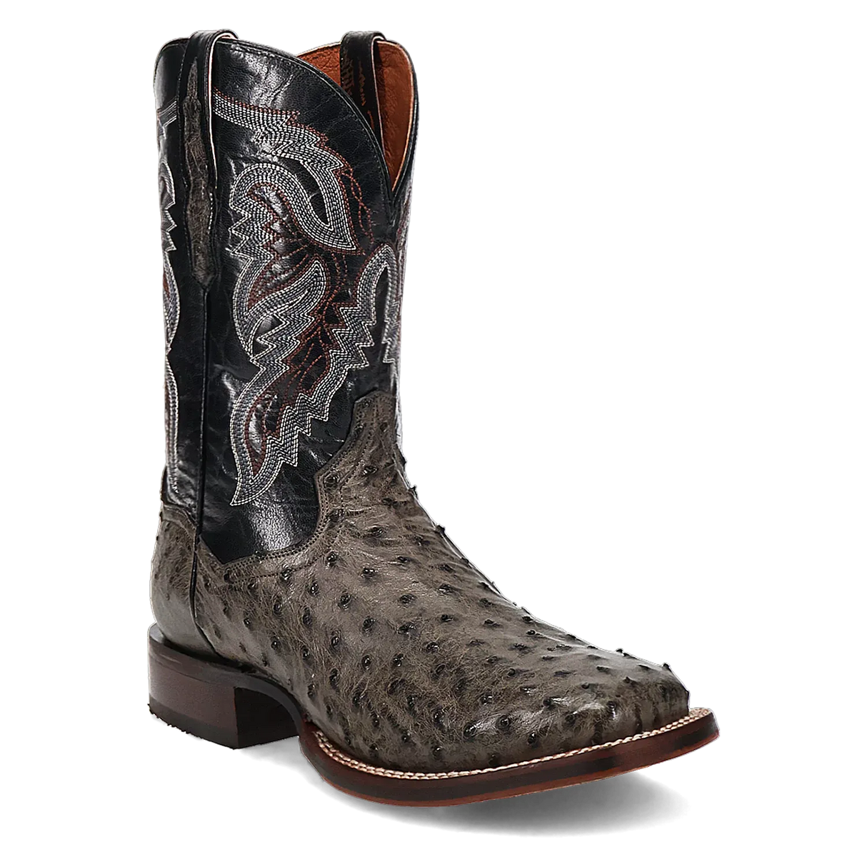 Botas Cowboy Dan Post Alamosa (Gris/Negro) - Piel de Avestruz para Hombre
