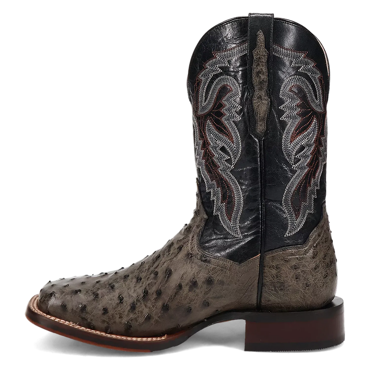 Botas Cowboy Dan Post Alamosa (Gris/Negro) - Piel de Avestruz para Hombre