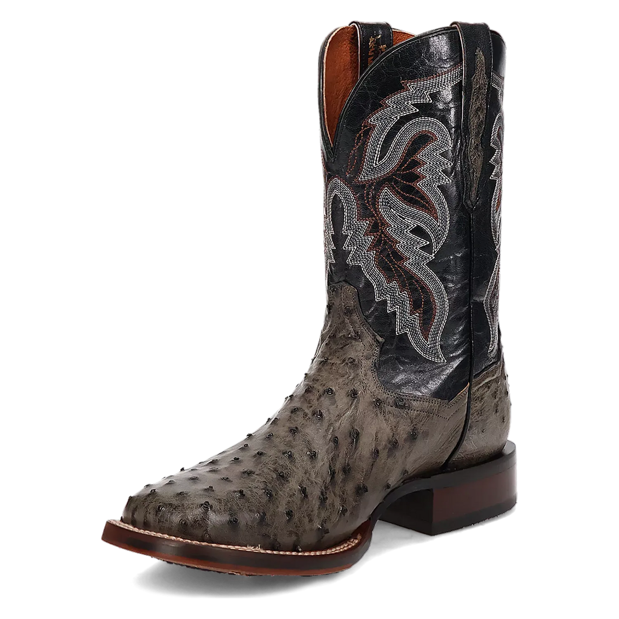 Botas Cowboy Dan Post Alamosa (Gris/Negro) - Piel de Avestruz para Hombre