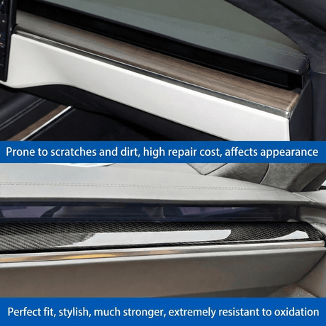 Dry Carbon Fiber Dashboard Panel Overlay for Model S/X 2021+ | 3 Finishes | UV Protected | Peel & Stick