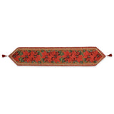 Poinsettia Flowers Christmas Tablecloth Holiday Runner 75 Inches