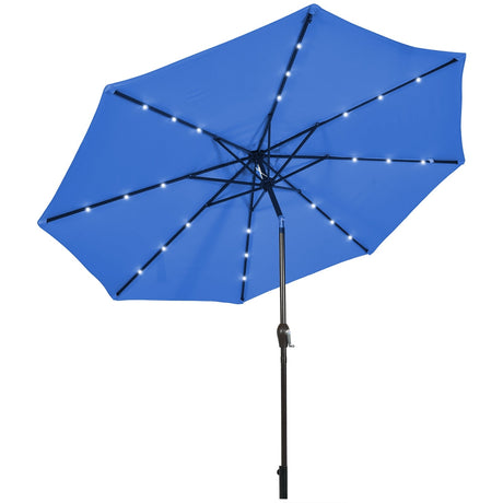 Sombrilla de patio exterior de 10 pies con luces LED solares brillantes - Azul oscuro