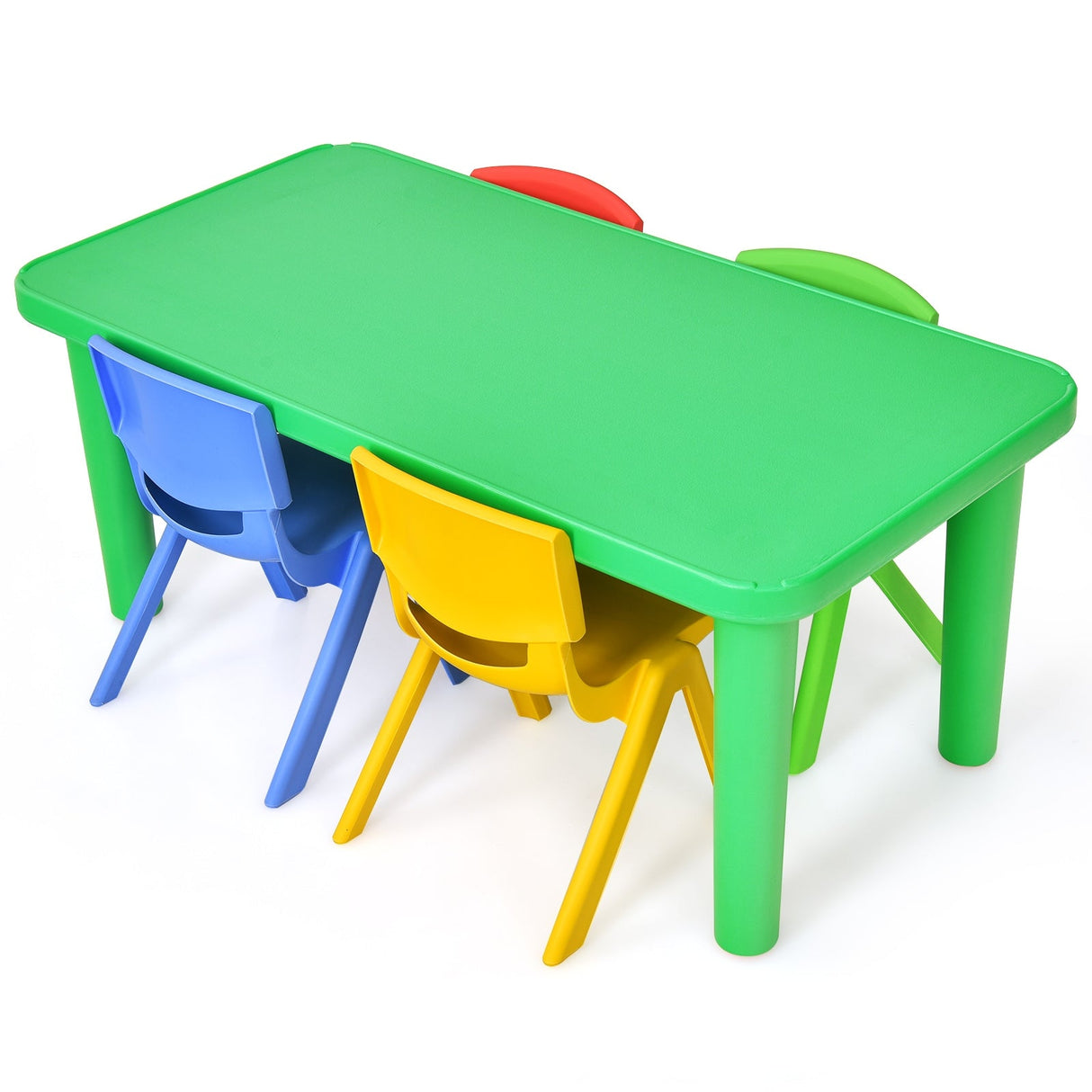 Juego de Mesa y 4 Sillas de Plástico de Colores para Niños