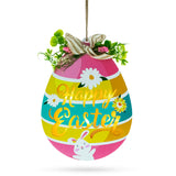 Illuminated LED Wooden Easter Egg Hanging Decor 12.5 Inches Tall