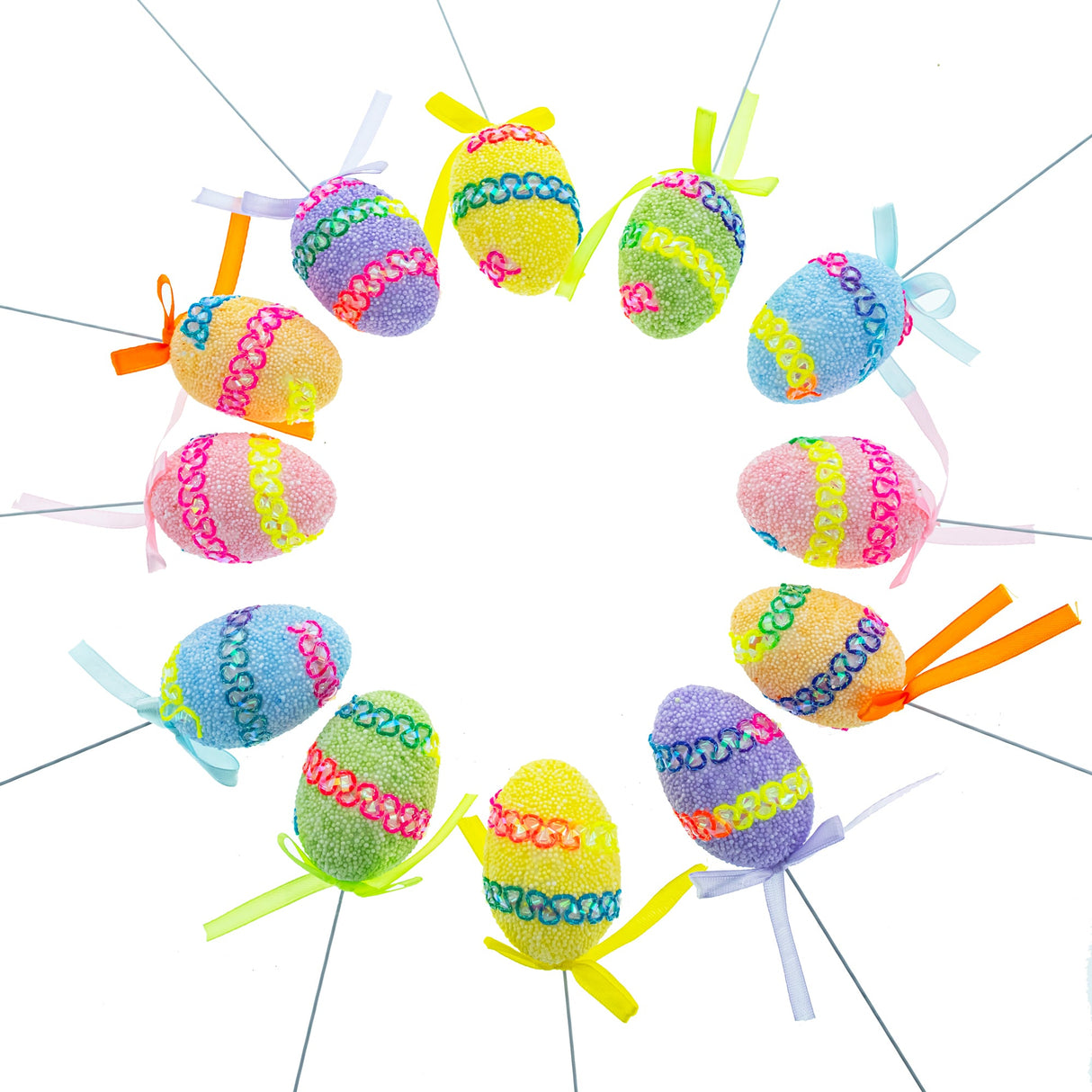 Set of 12 Colorful Easter Egg Picks
