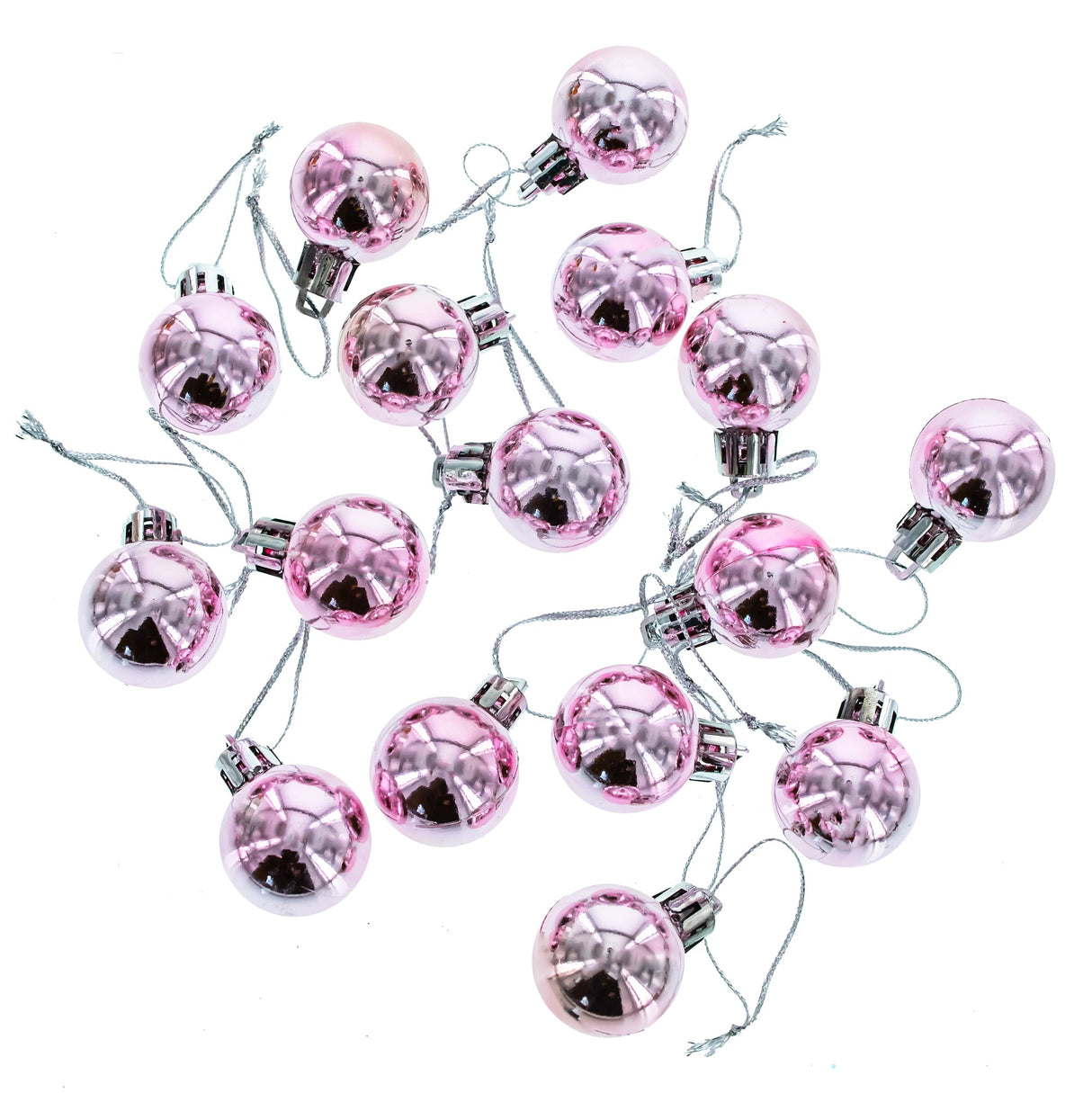Set of 40 Pink Mini Ball Plastic Christmas Ornaments