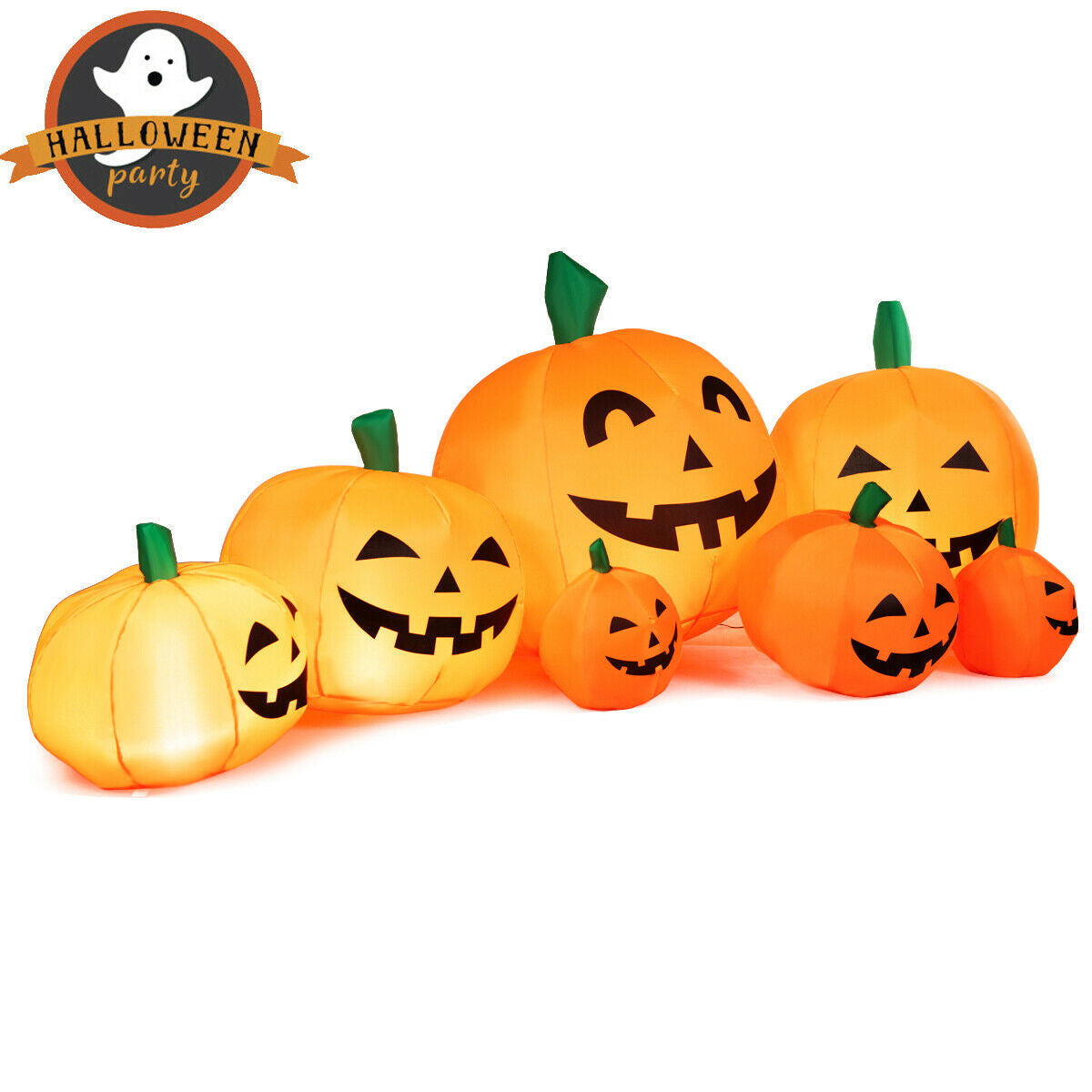 Hinchable de Halloween de 7.5 pies con 7 calabazas y luces LED