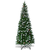 5/6/7.5 Feet Artificial Pencil Christmas Tree with Pine Cones