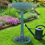 Bebedero/Comedero para pájaros de pedestal verde para jardín exterior