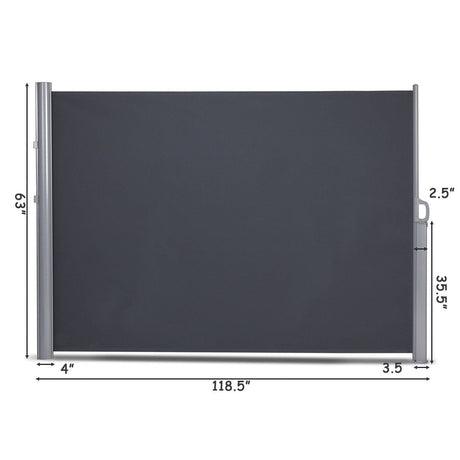 118.5 x 63 pulgadas Patio Retráctil Plegable Divisor de Pantalla de Privacidad Lateral Toldo