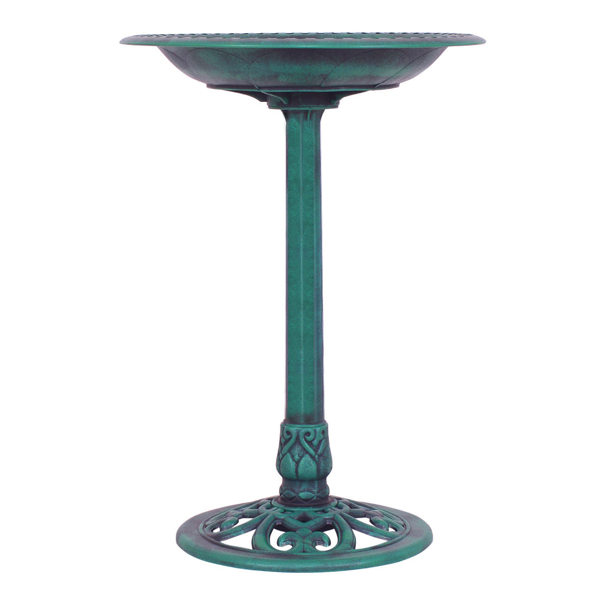 Bebedero/Comedero para pájaros de pedestal verde para jardín exterior