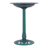 Bebedero/Comedero para pájaros de pedestal verde para jardín exterior
