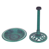 Bebedero/Comedero para pájaros de pedestal verde para jardín exterior